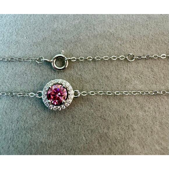 NEW 6-8" Pink Sakura Moissanite Bracelet, 925 SterlingSilver - Picture 8 of 8